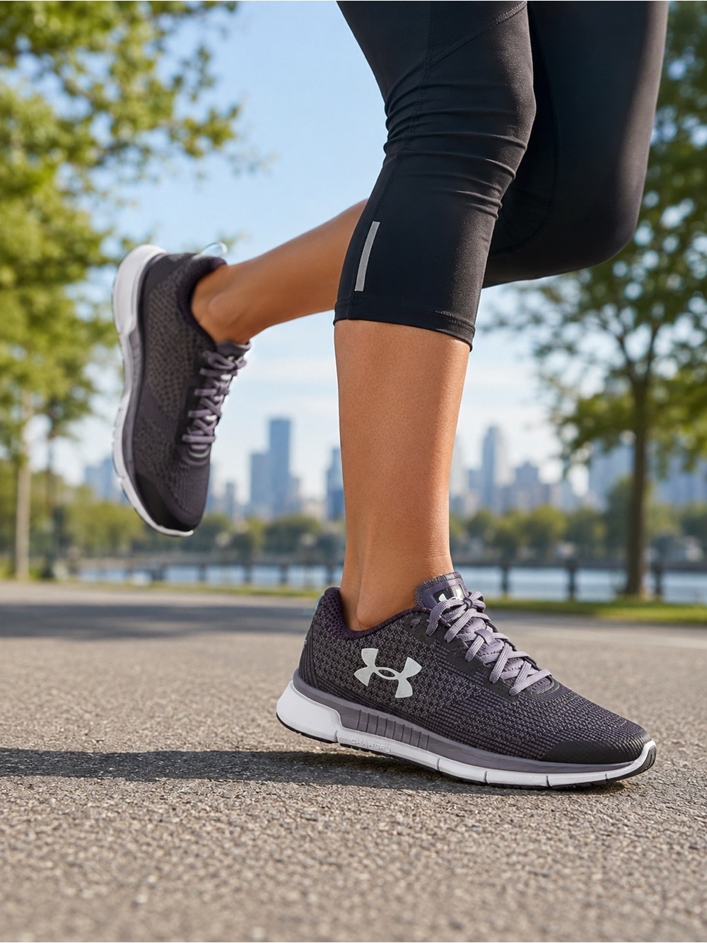 Under Armour Women’s Running Shoes Gray Purple Athletic Sneakers Size 8